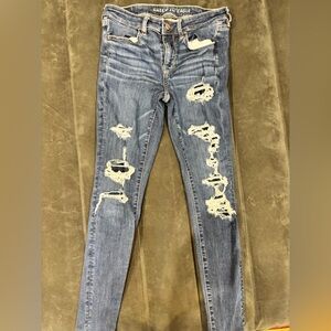 American Eagle Outfitters Ripped Blue Skinny Jeans